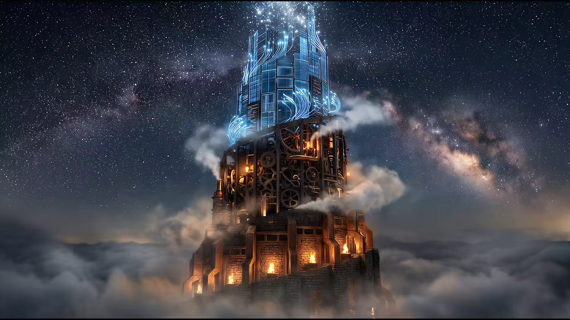 Art Deco Babel Tower 4K Gif Wallpaper