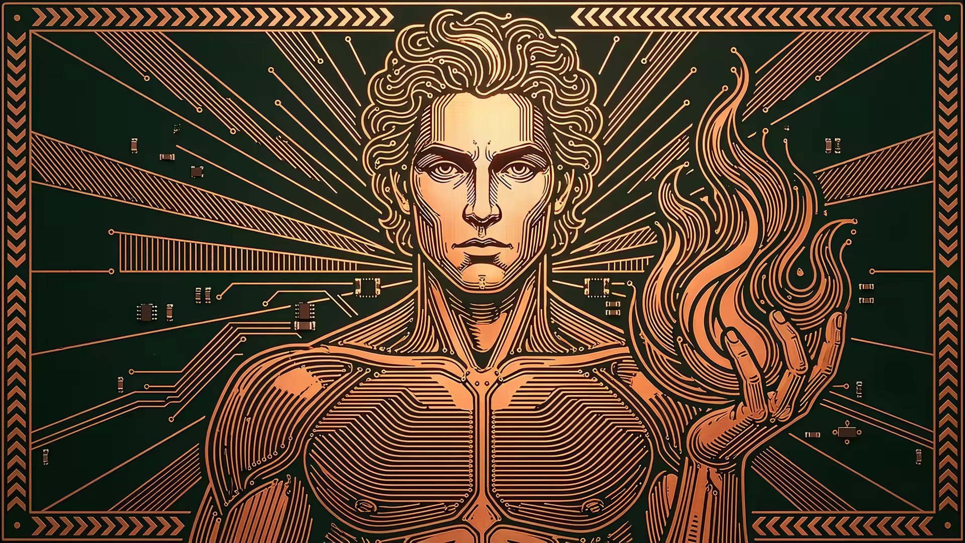 Art Deco Prometheus Illustrated 4K Gif Wallpaper