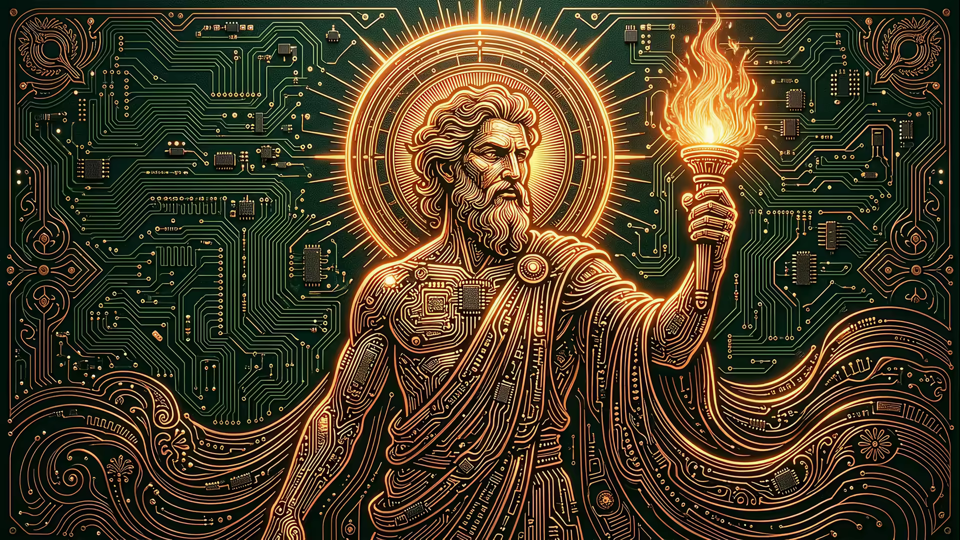 Art Deco Prometheus Sage 4K Gif Wallpaper