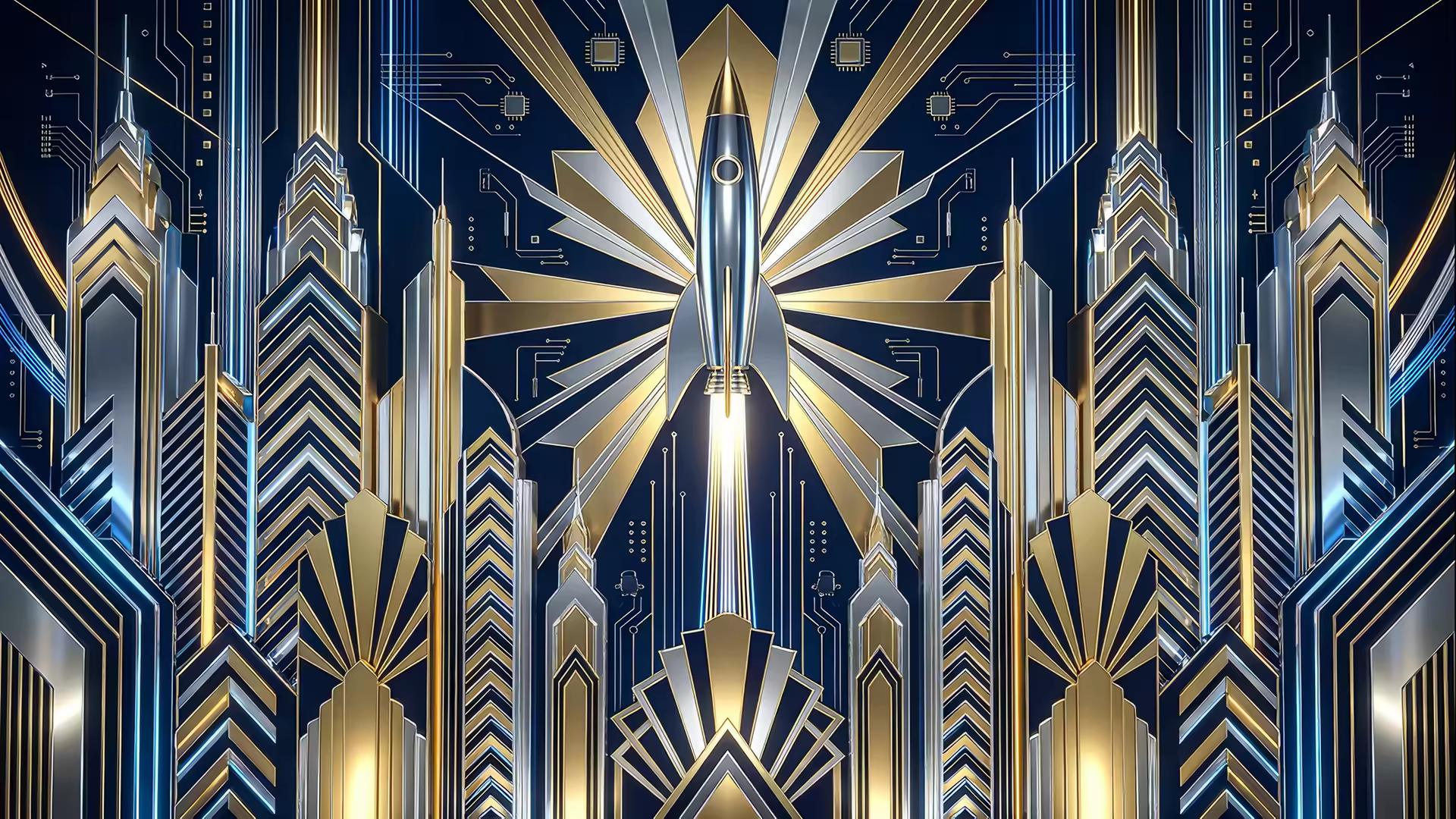 Art Deco Rocket 4K Gif Wallpaper