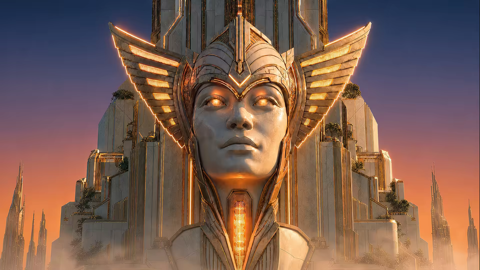 Sci-Fi Stone Sentinel 4K Gif Wallpaper