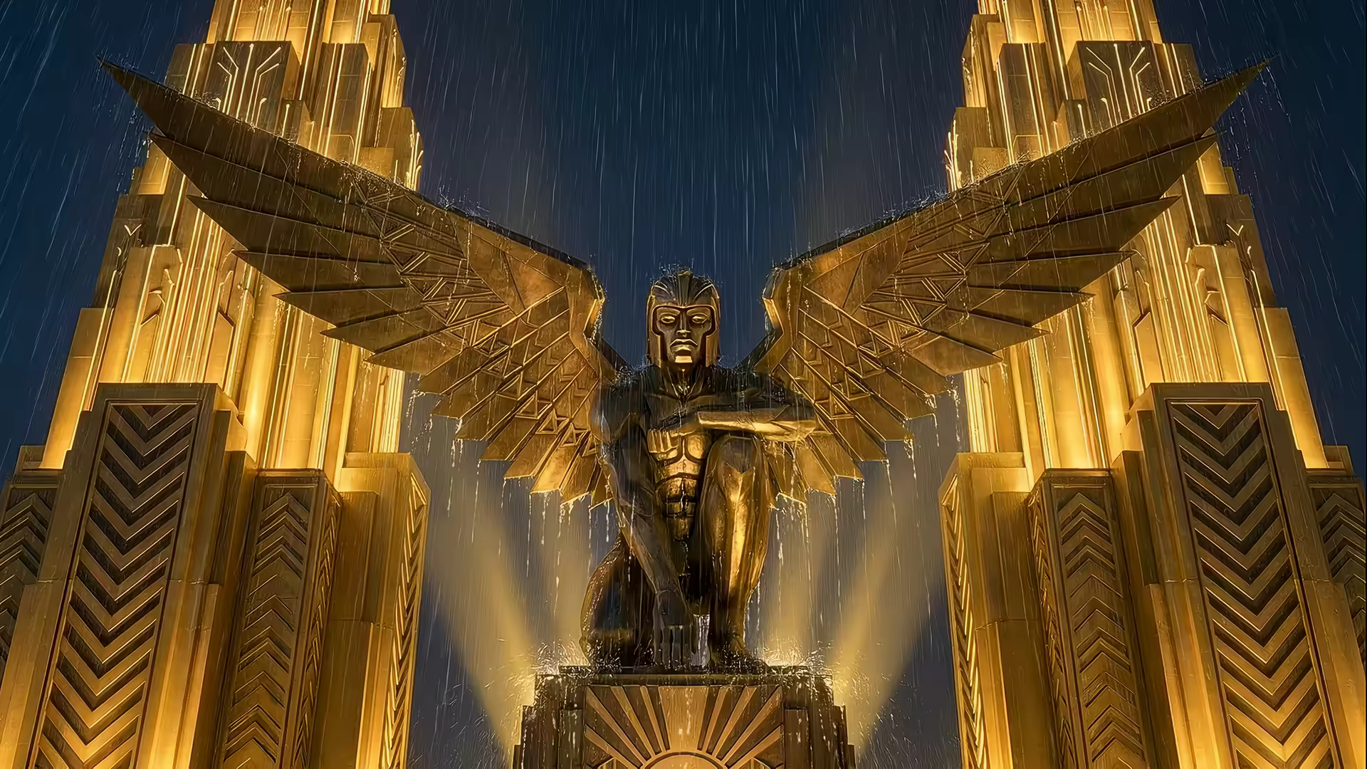 Art Deco Winged Rain 4K Gif Wallpaper