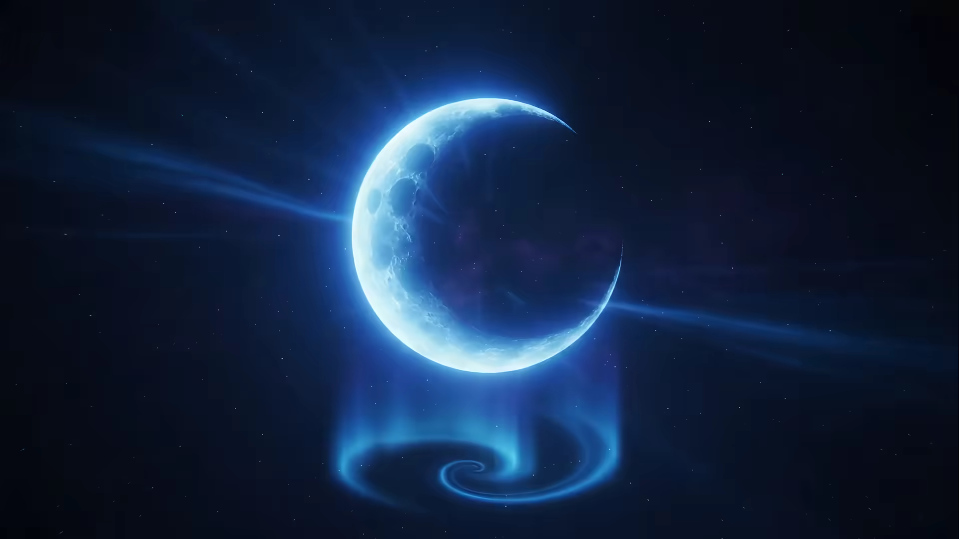Blue Neon Crescent Moon 4K Gif Wallpaper