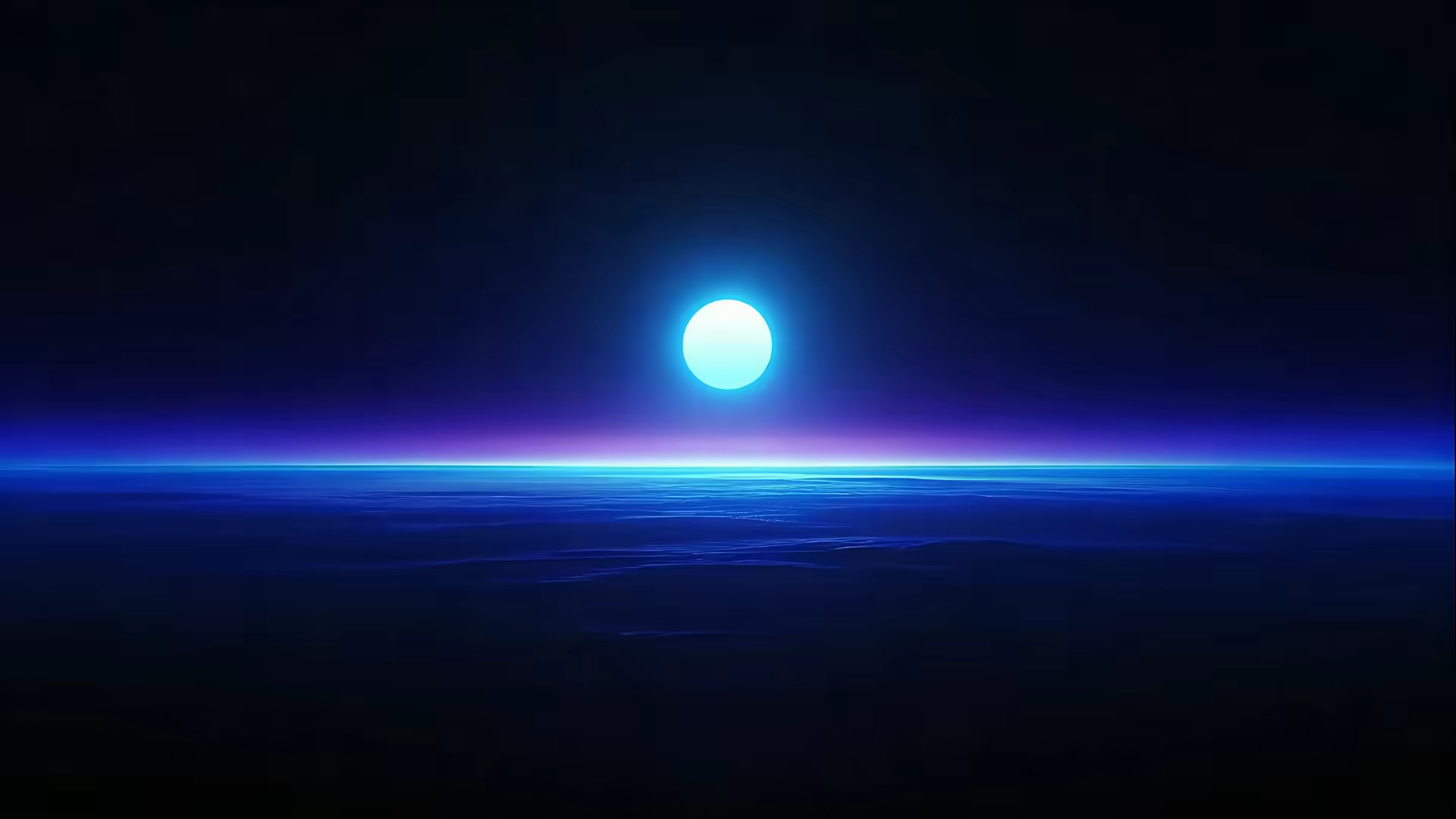 Blue Neon Moonlit Ocean 4K Gif Wallpaper