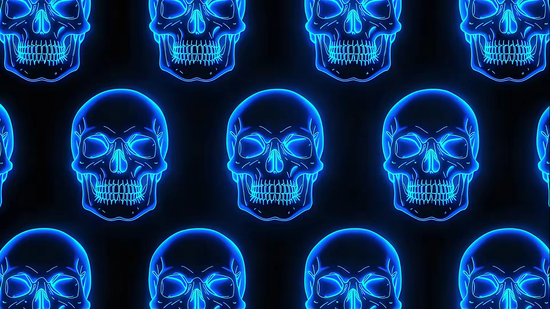 Blue Neon Skull Grid 4K Gif Wallpaper