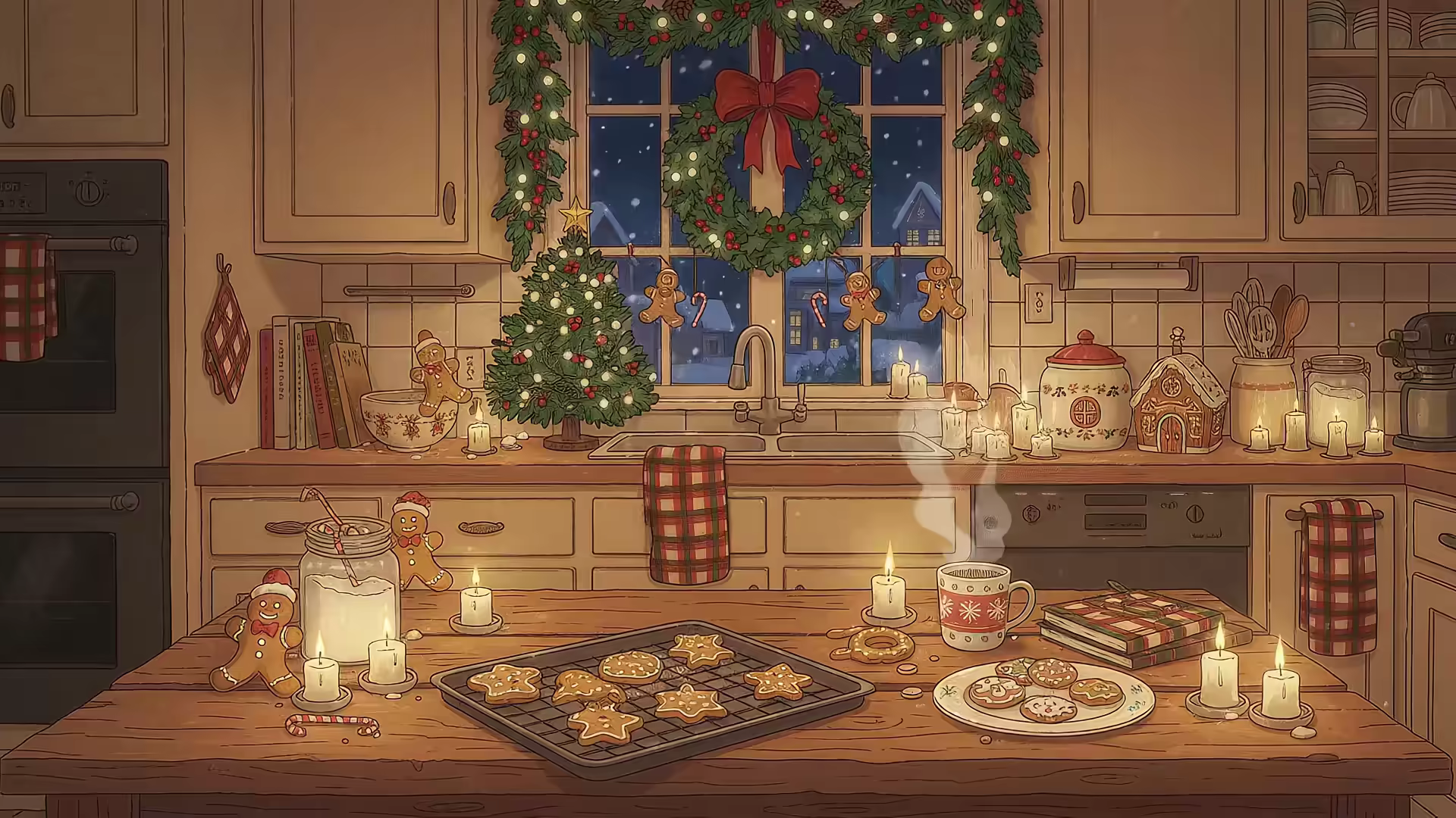 Christmas Kitchen Gingerbread Cookies 4K Gif Wallpaper