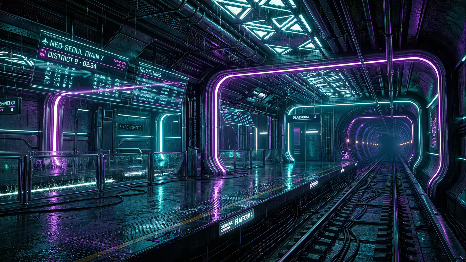 Cyberpunk Subway Neon 4K Gif Wallpaper