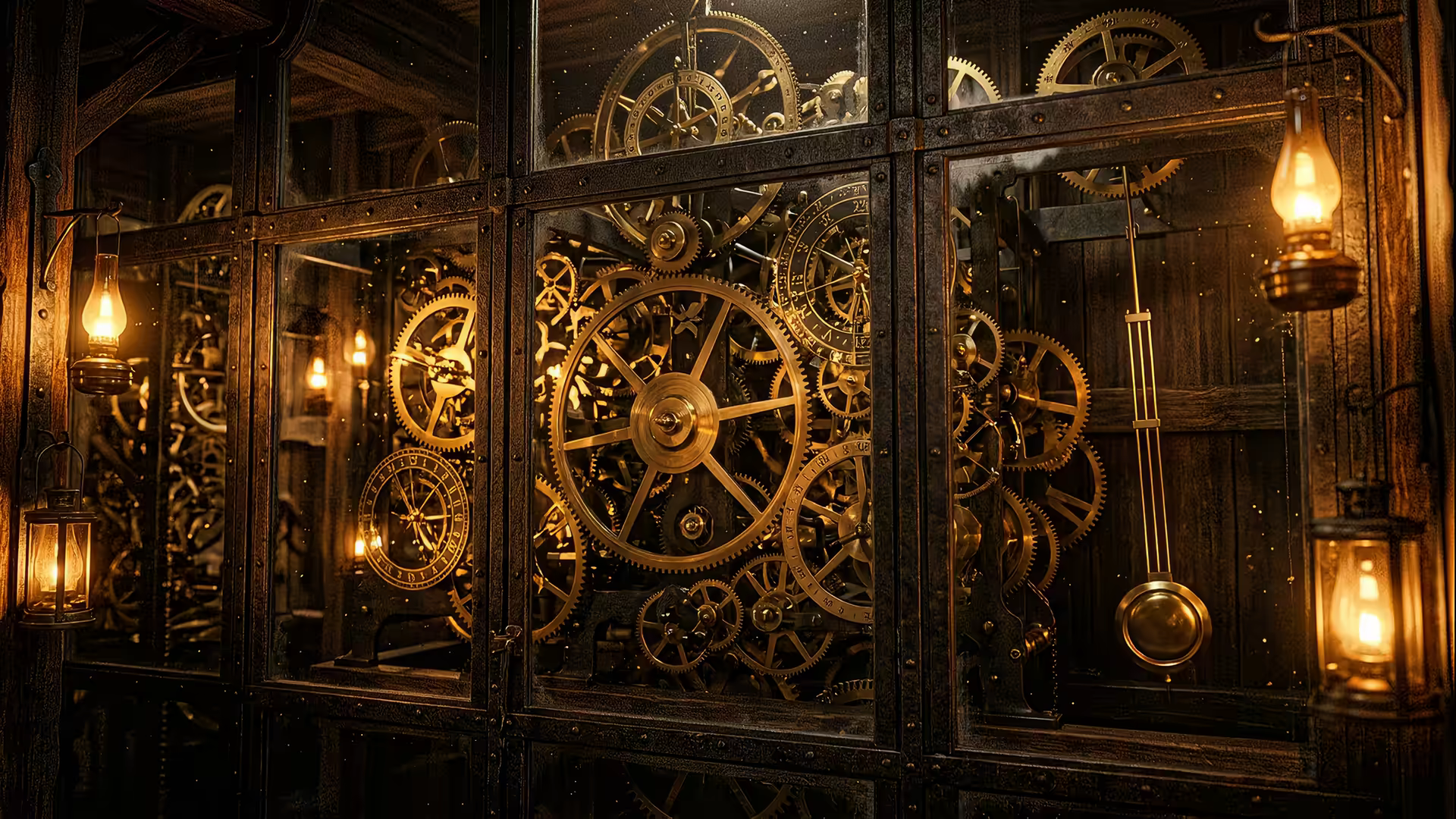Dark Academia Clock Mechanism 4K Gif Wallpaper