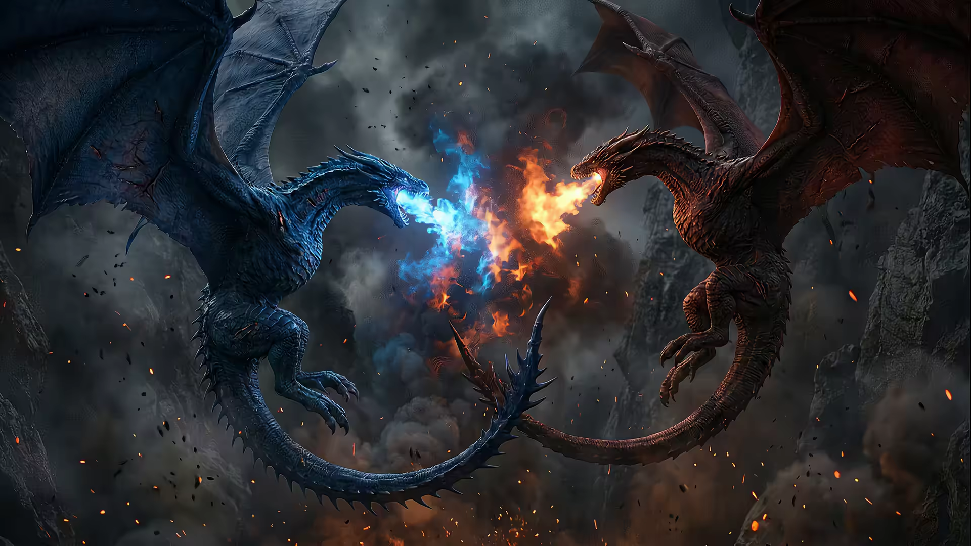Dragon Fire Duel 4K Gif Wallpaper