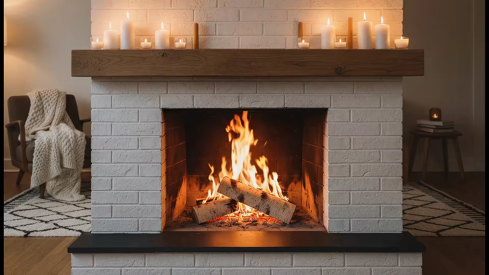 Scandinavian Hygge Fireplace 4K Gif Wallpaper