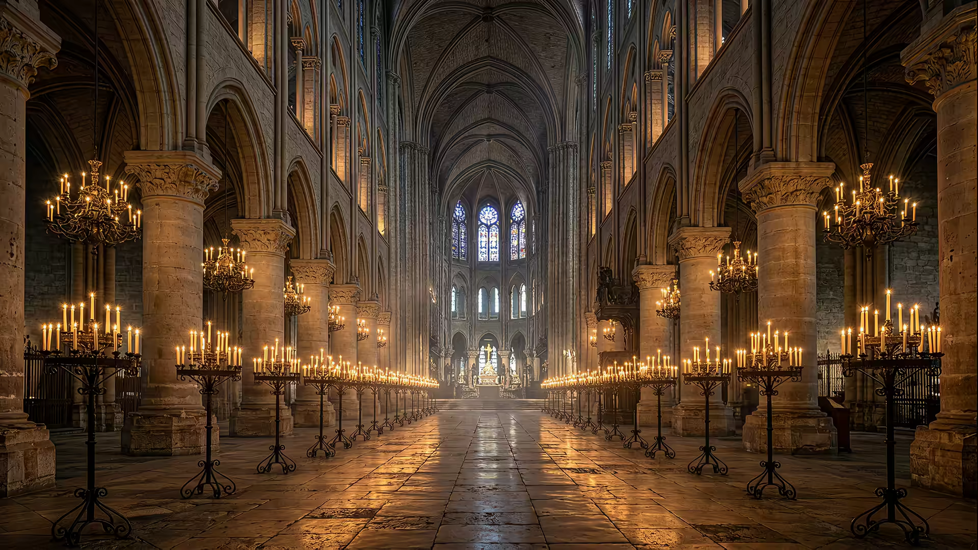 Gothic Cathedral Candlelight 4K Gif Wallpaper