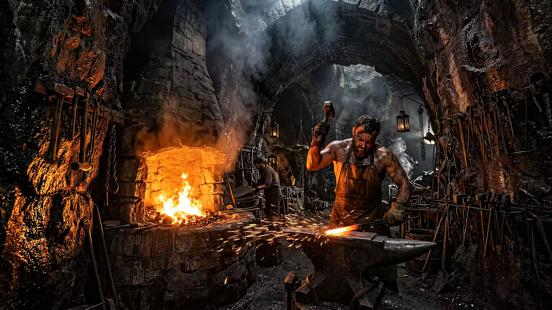 Gothic Forge Underground 4K Gif Wallpaper