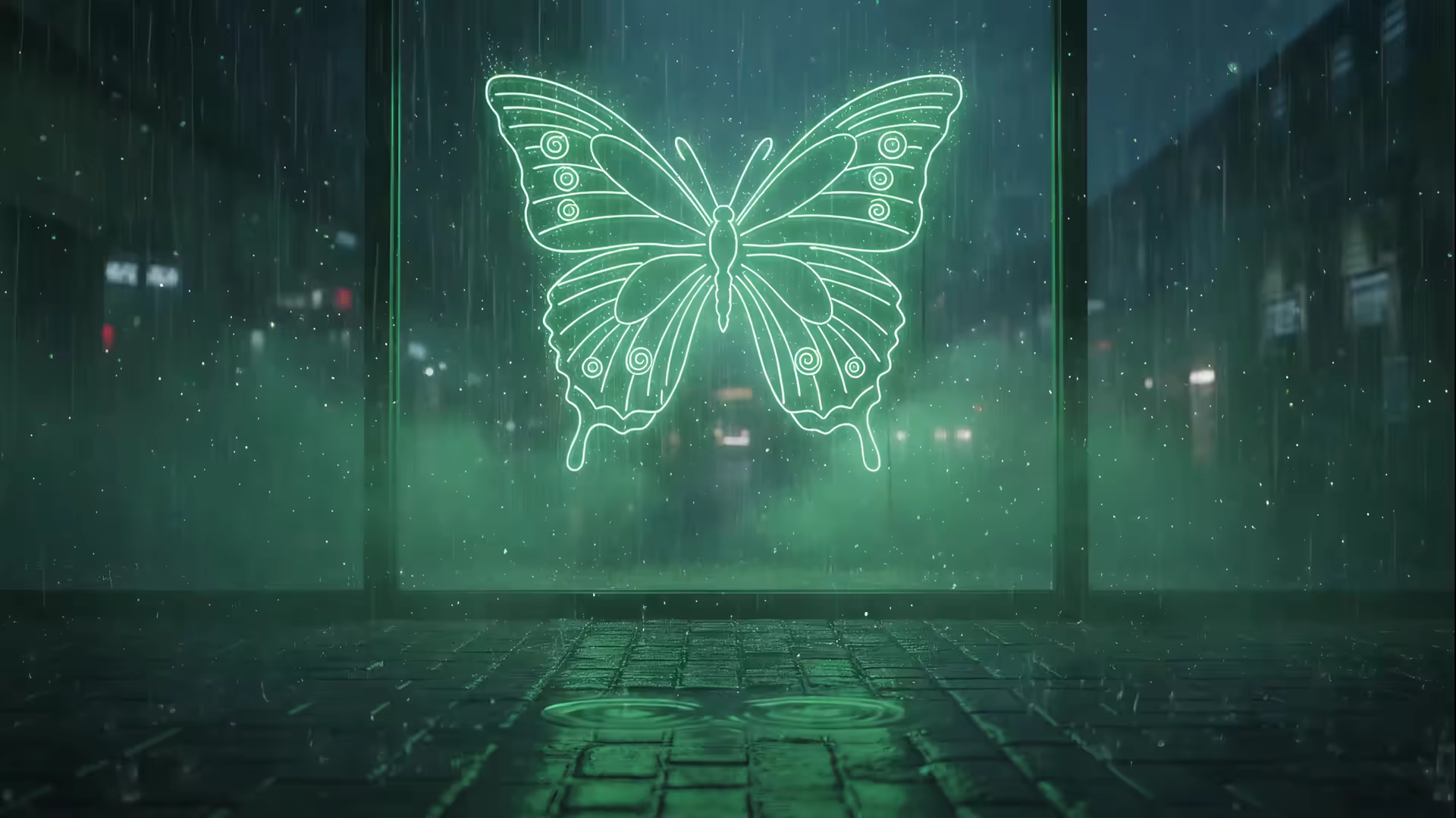 Green Neon Butterfly 4K Gif Wallpaper