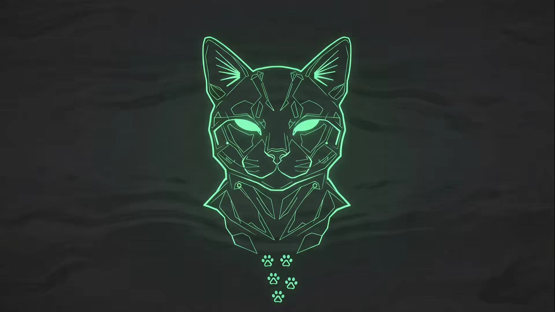 Green Neon Cat Geometric 4K Gif Wallpaper