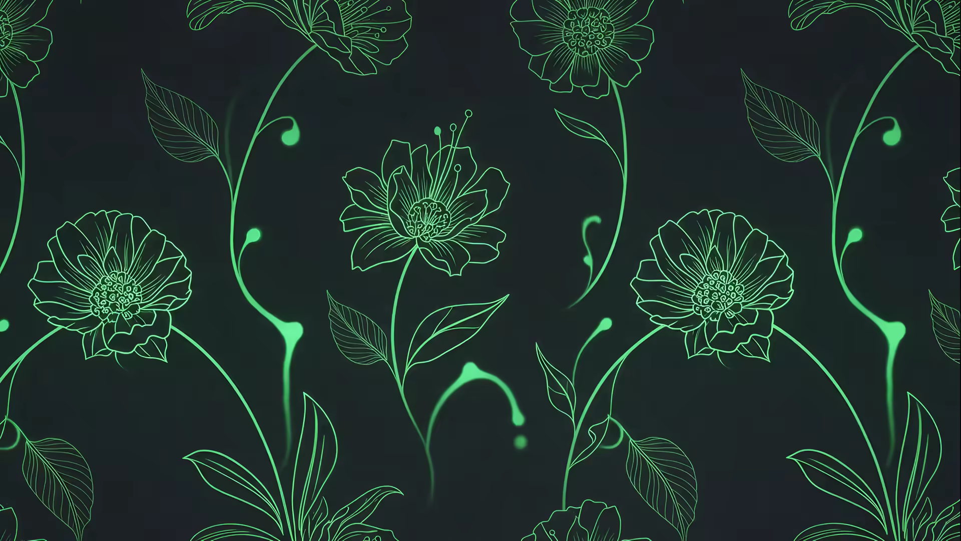 Green Neon Flower 4K Gif Wallpaper
