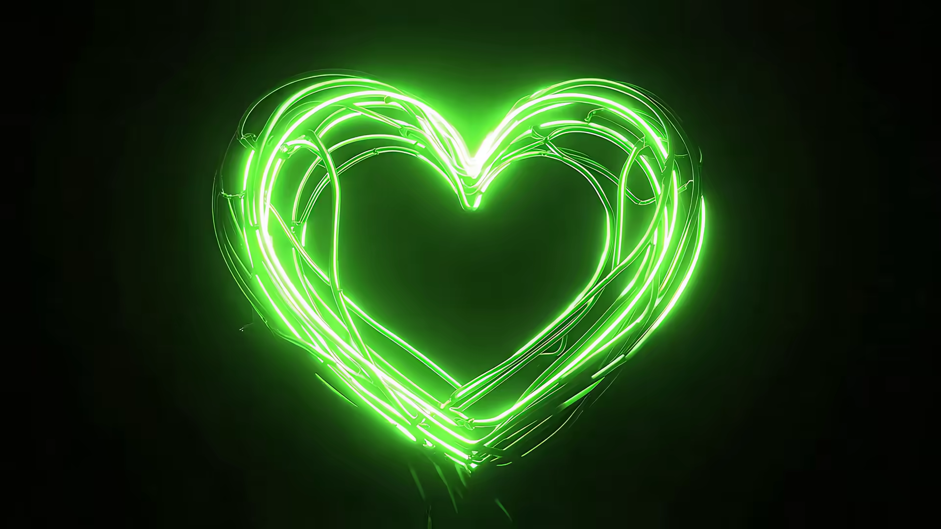 Green Neon Heart Glow 4K Gif Wallpaper