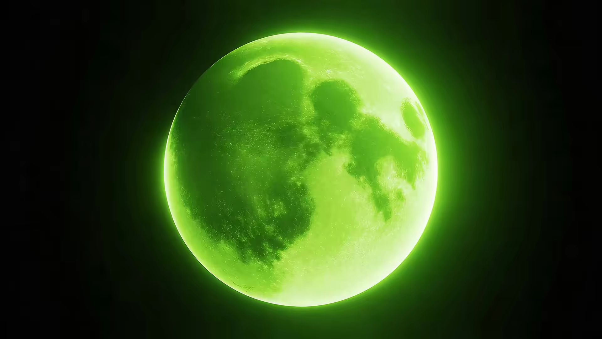 Green Neon Moon 4K Gif Wallpaper