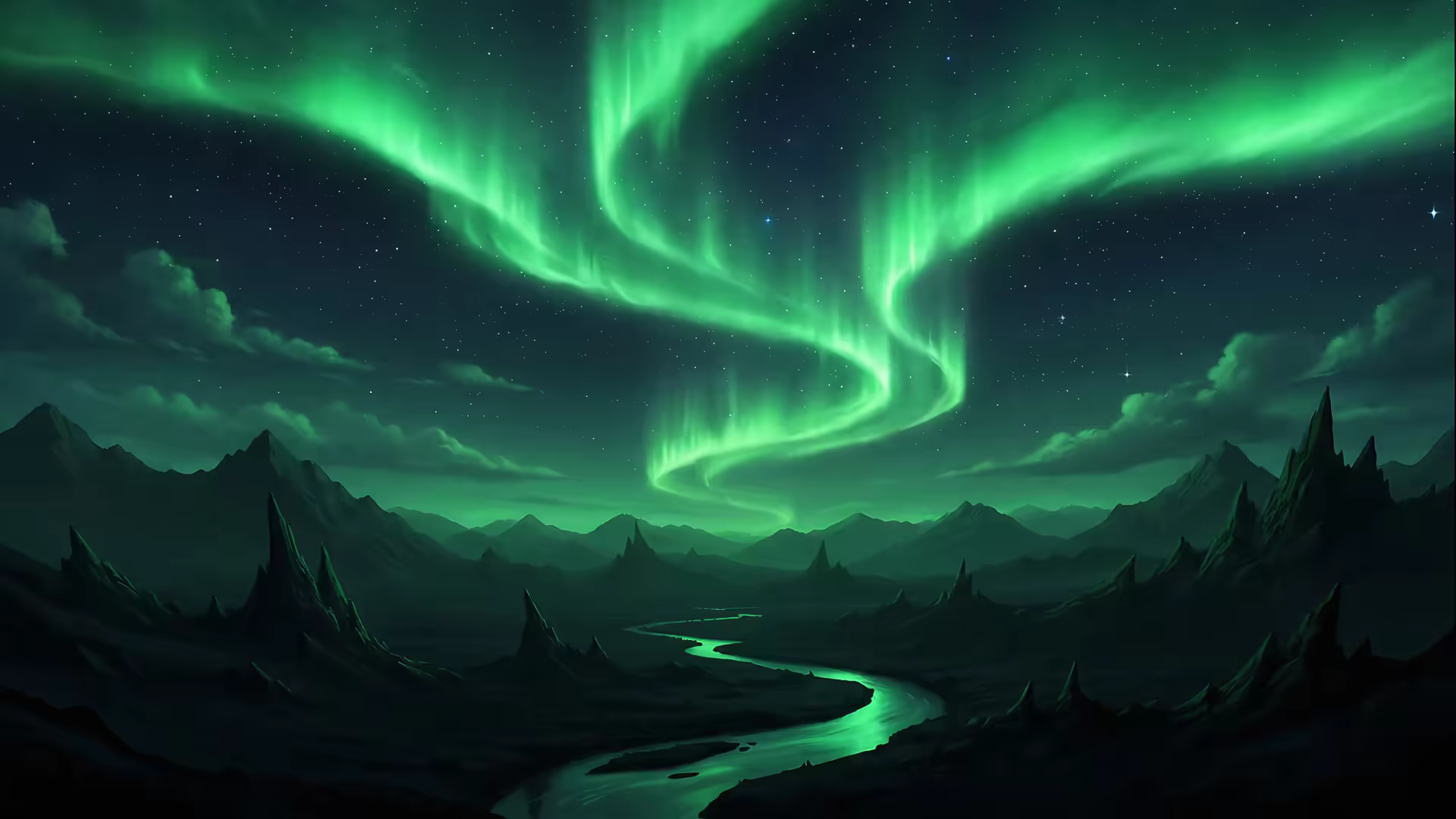 Green Neon Sky 4K Gif Wallpaper