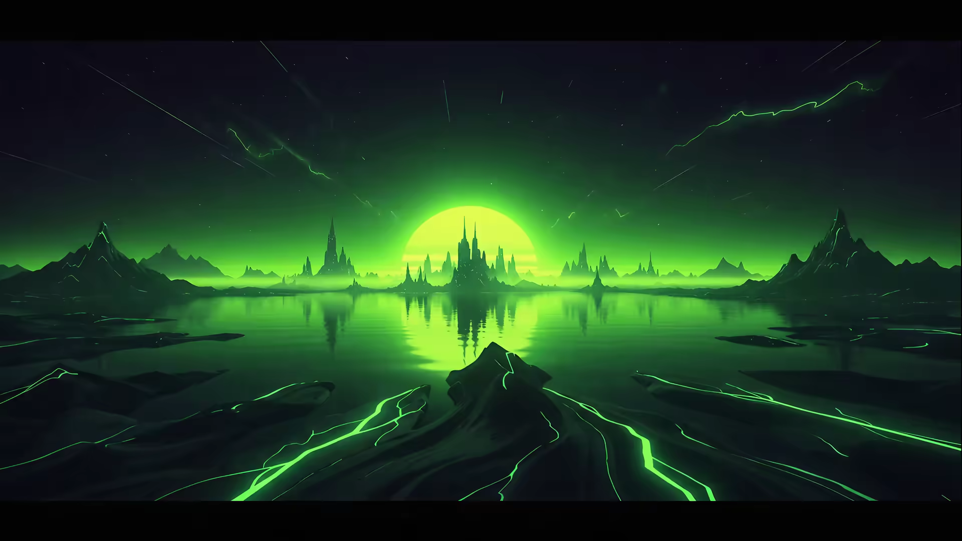 Green Neon Sunset 4K Gif Wallpaper