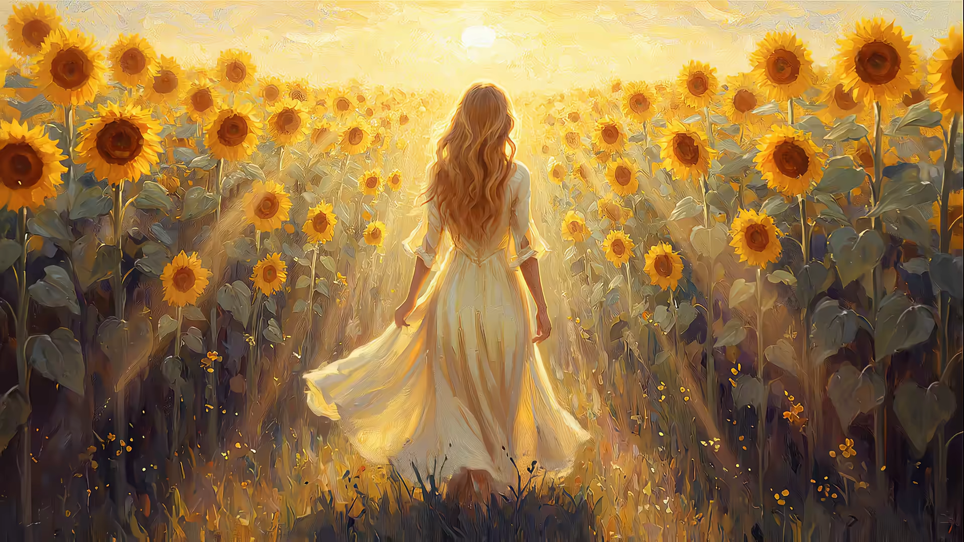 Impressionist Sunflower Cathedral 4K Gif Wallpaper