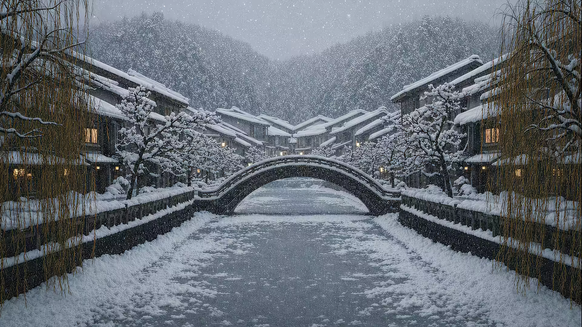 Snow Village 4K Gif Wallpaper