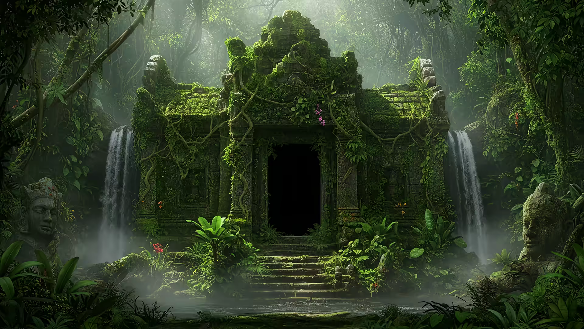 Jungle Temple 4K Gif Wallpaper