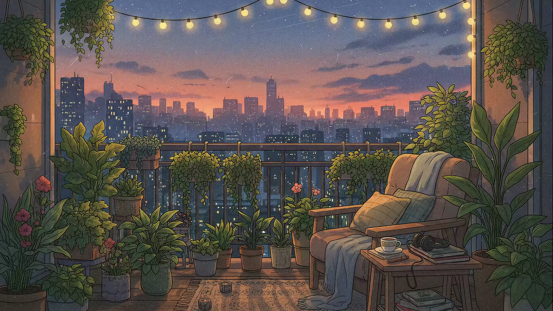 Lofi Balcony Plants 4K Gif Wallpaper