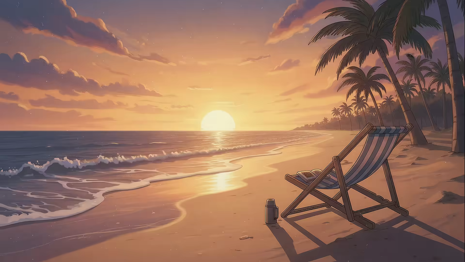 Lofi Beach Sunset 4K Gif Wallpaper