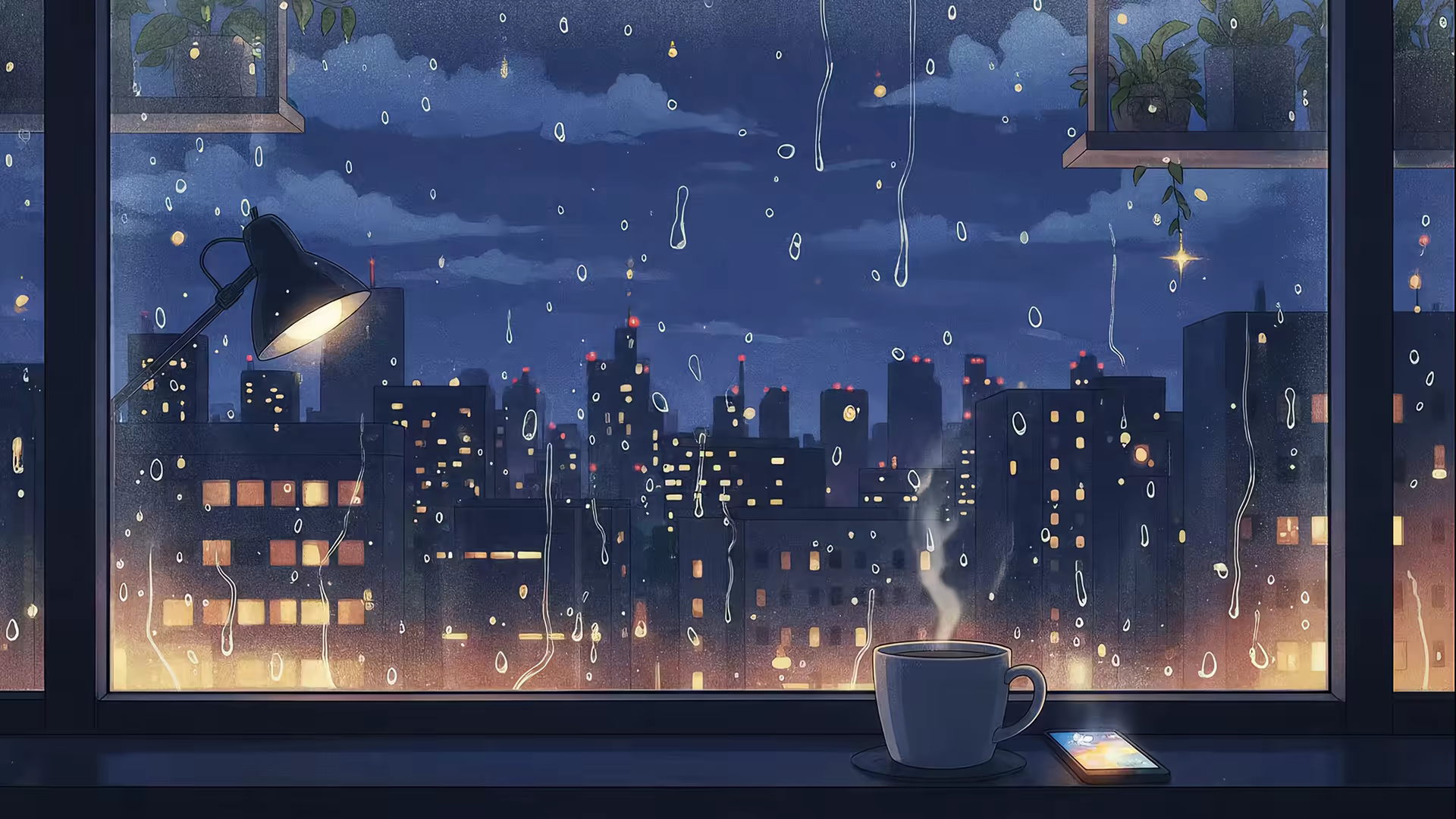 Lofi City Night Window 4K Gif Wallpaper