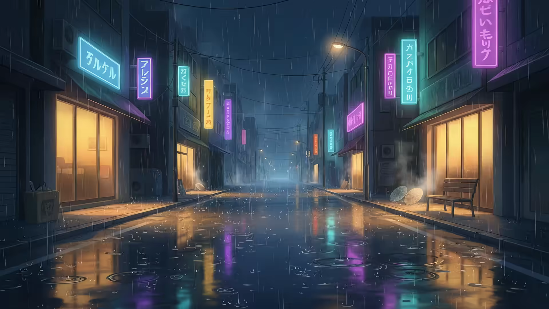 Lofi Rainy Street 4K Gif Wallpaper