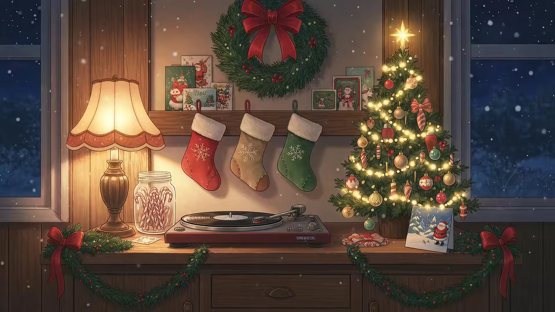 Lofi Vinyl Christmas 4K Gif Wallpaper