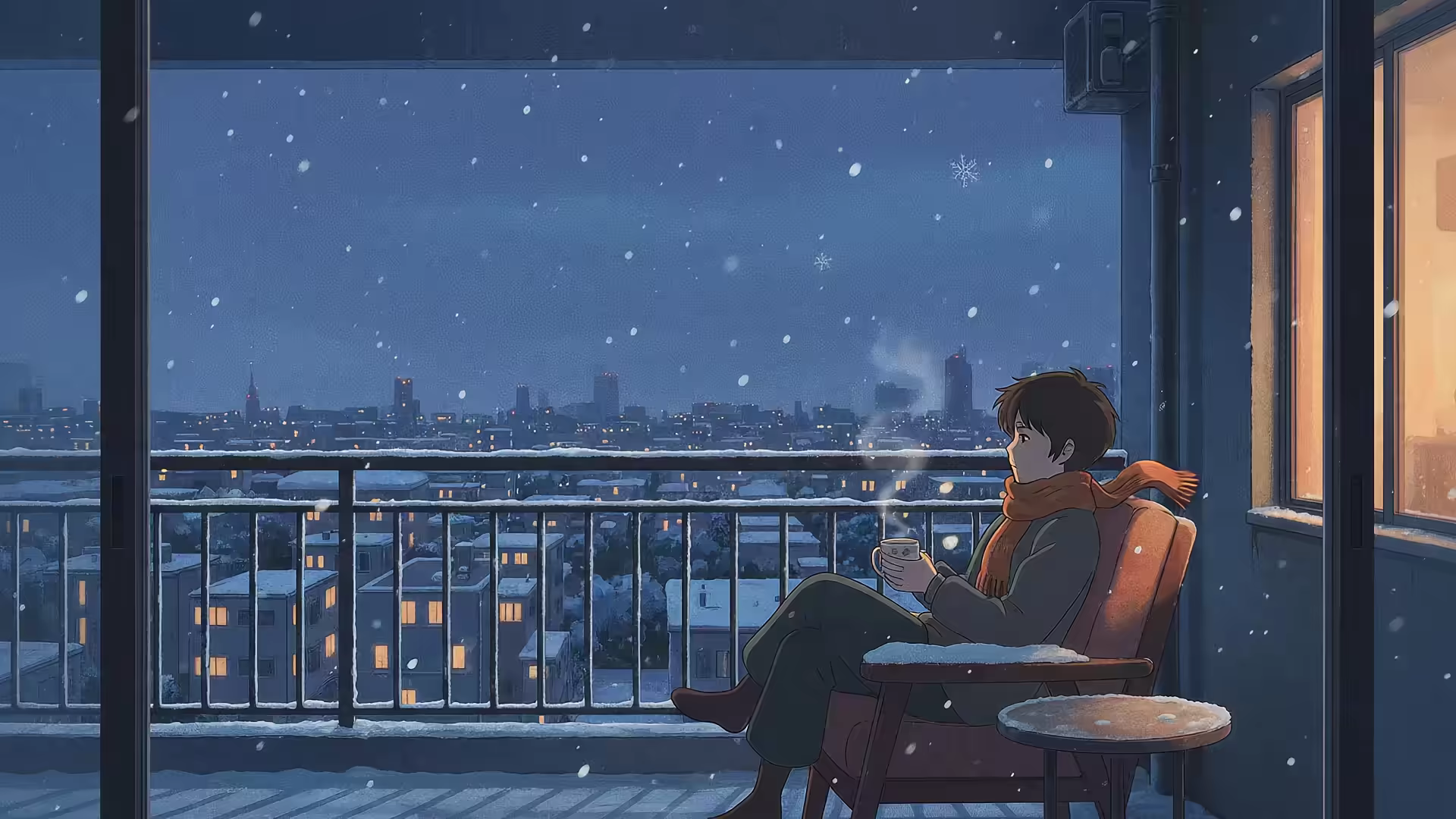 Lofi Winter Balcony 4K Gif Wallpaper
