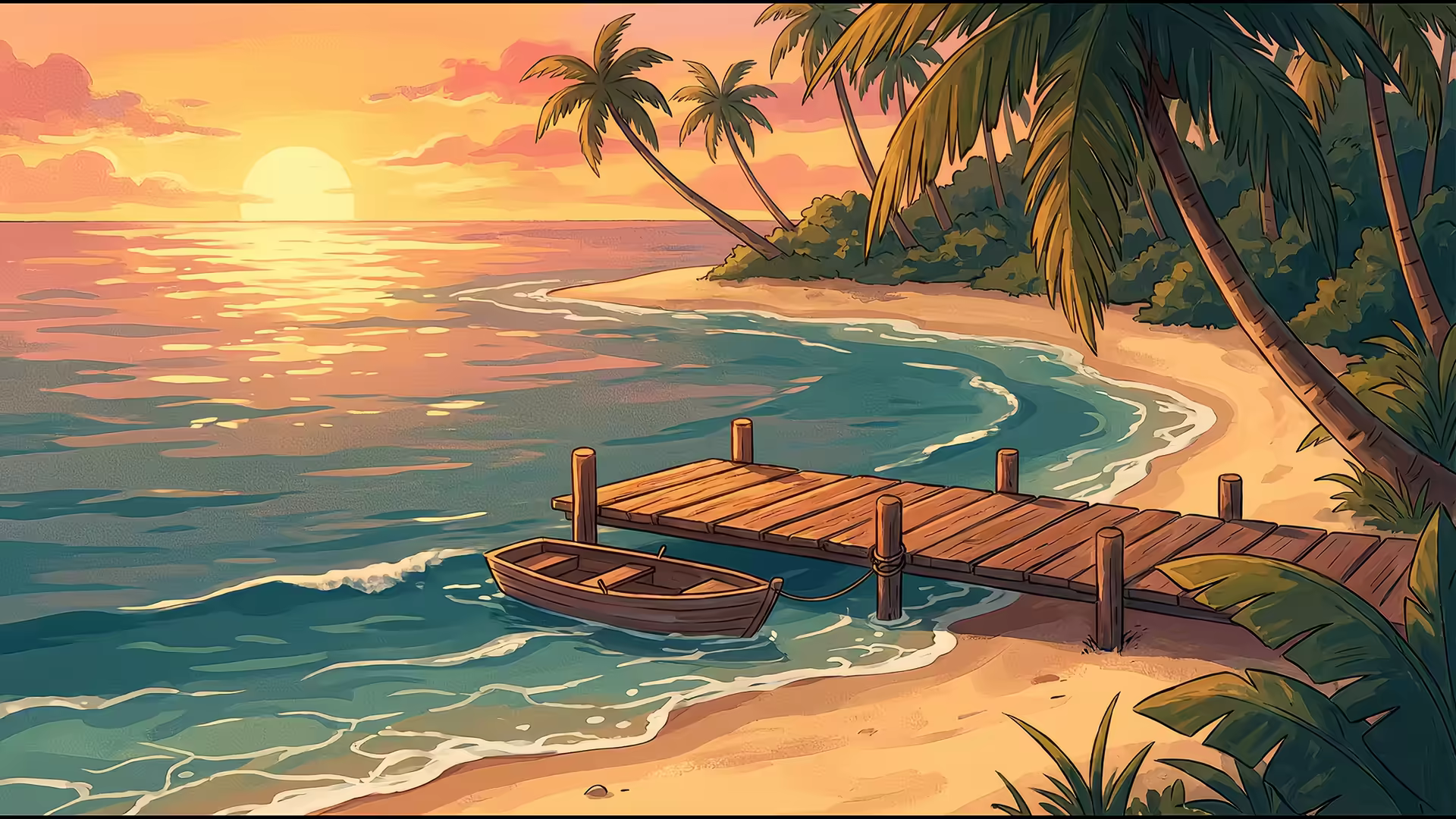 Beach Sunset Lofi 4K Gif Wallpaper