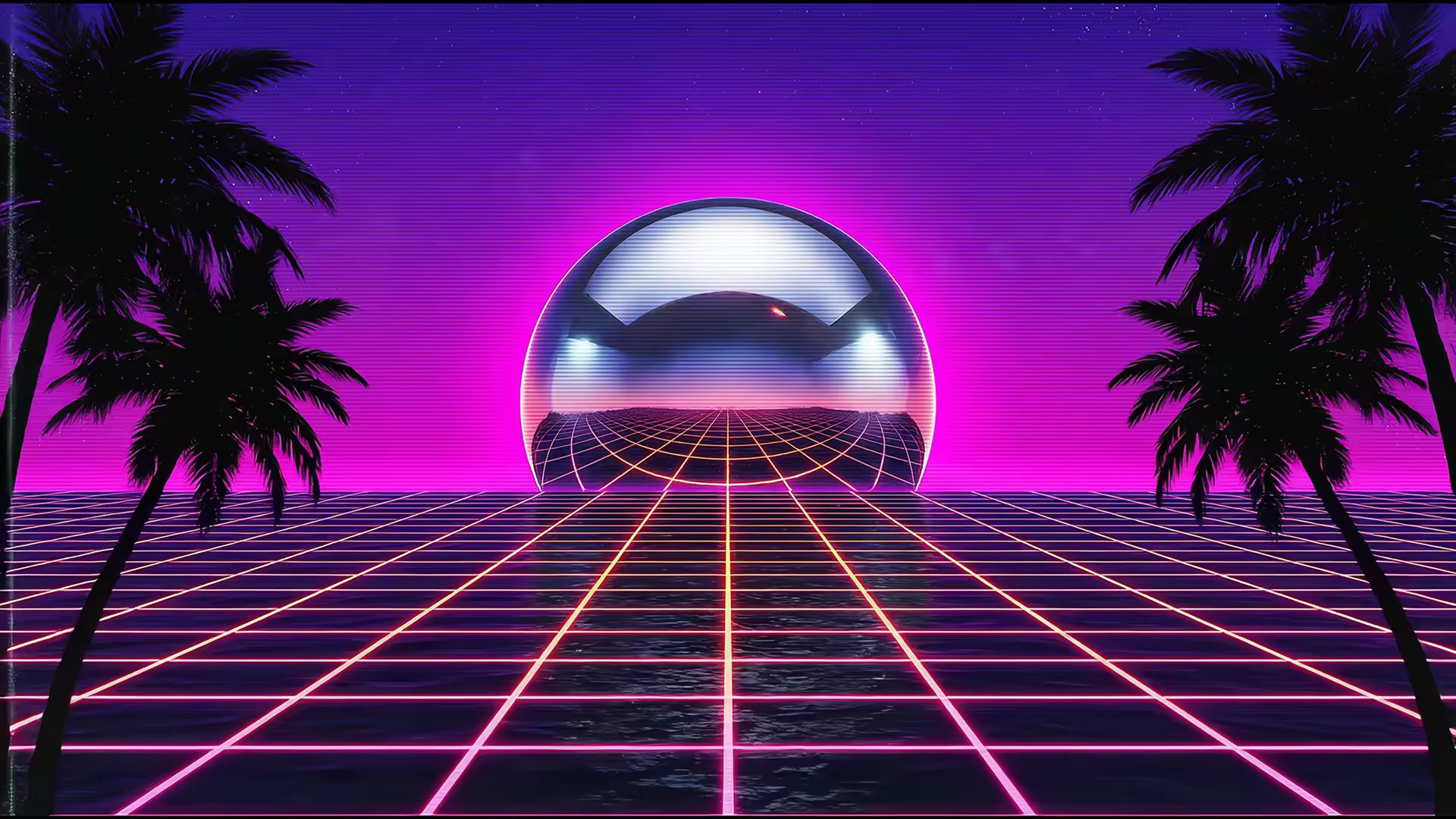 Beach Sunset Synthwave 4K Gif Wallpaper