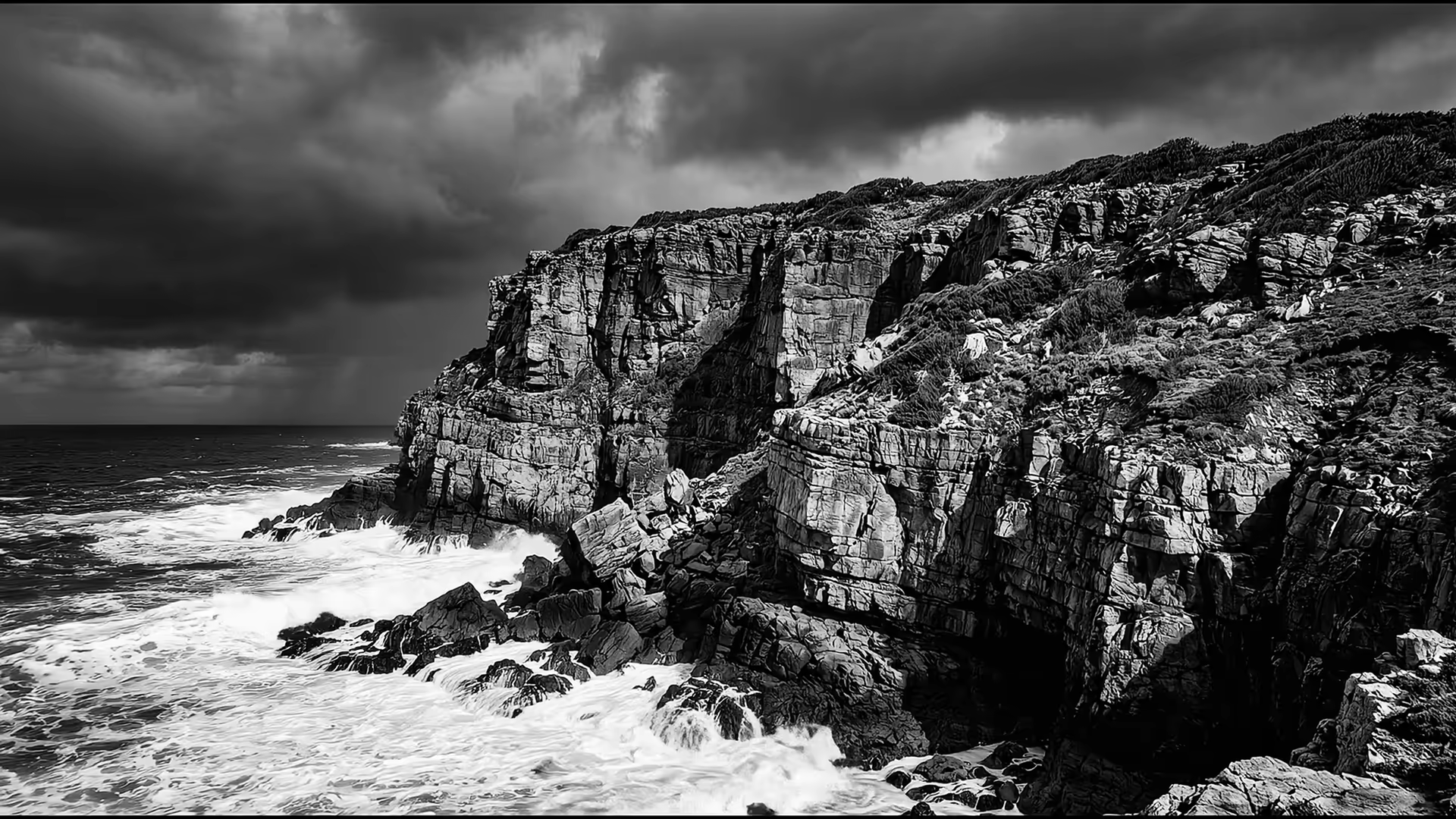 Cliffs Black & White 4K Gif Wallpaper