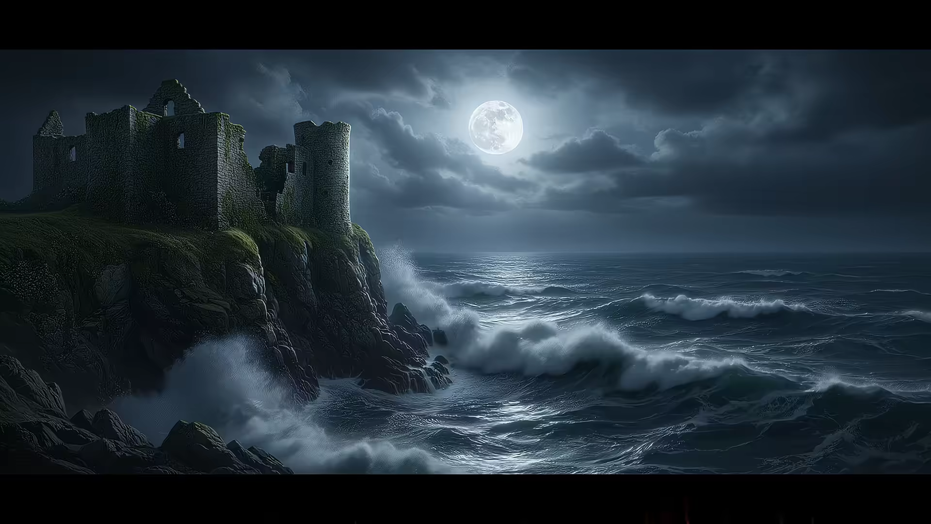 Moon Ocean Gothic 4K Gif Wallpaper