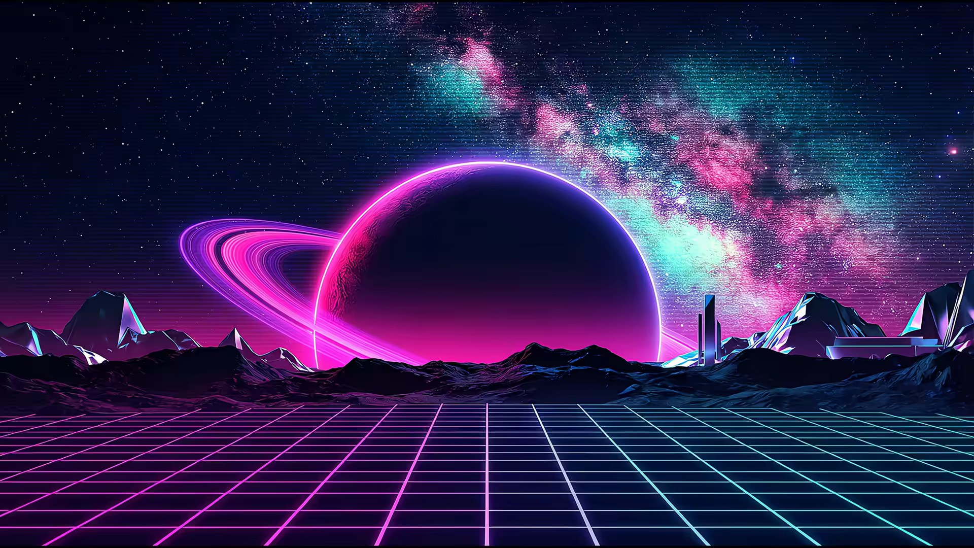 Night Sky Synthwave 4K Gif Wallpaper