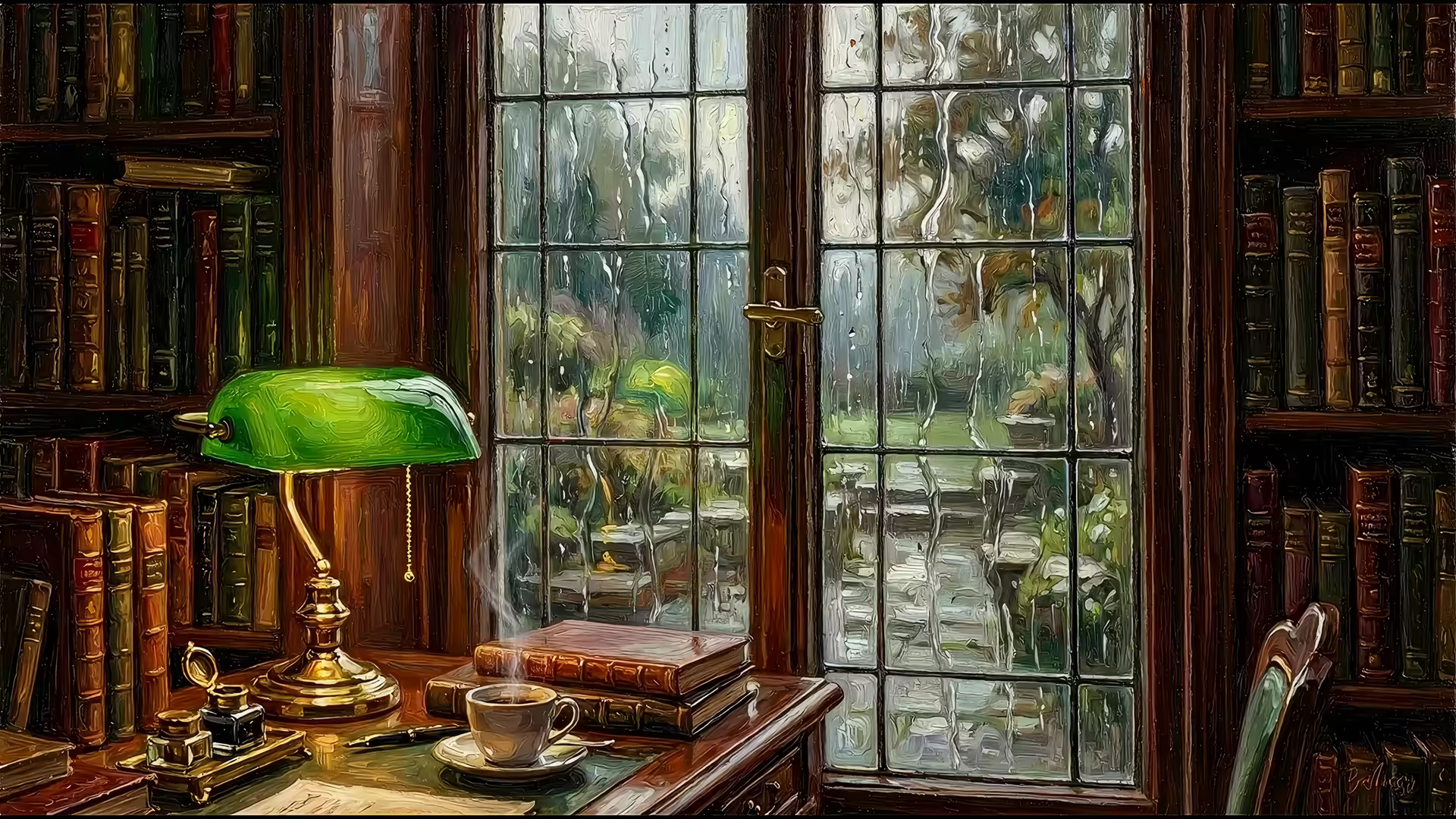 Rain Window Dark Academia 4K Gif Wallpaper