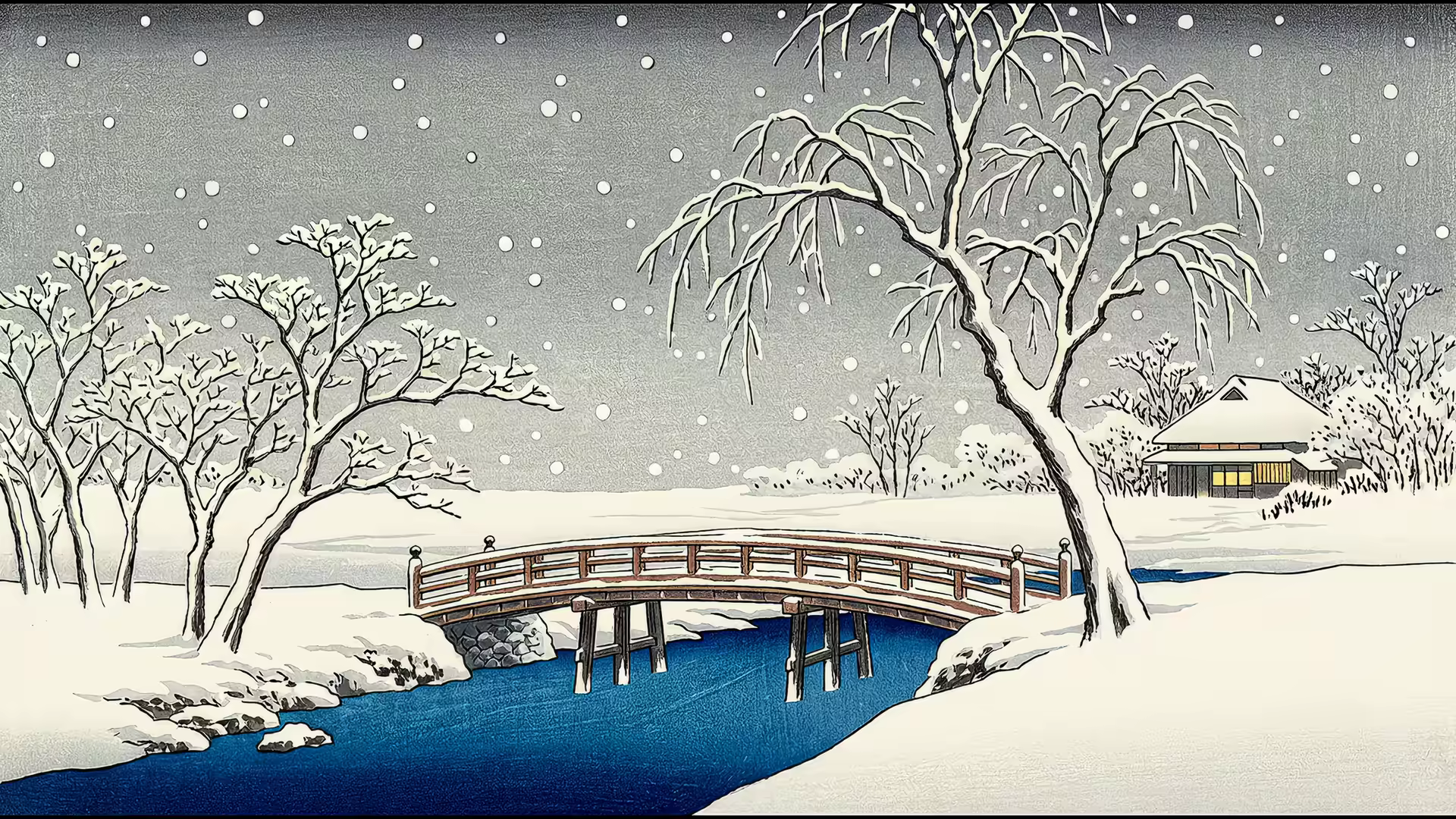 Snow Ukiyo-e 4K Gif Wallpaper