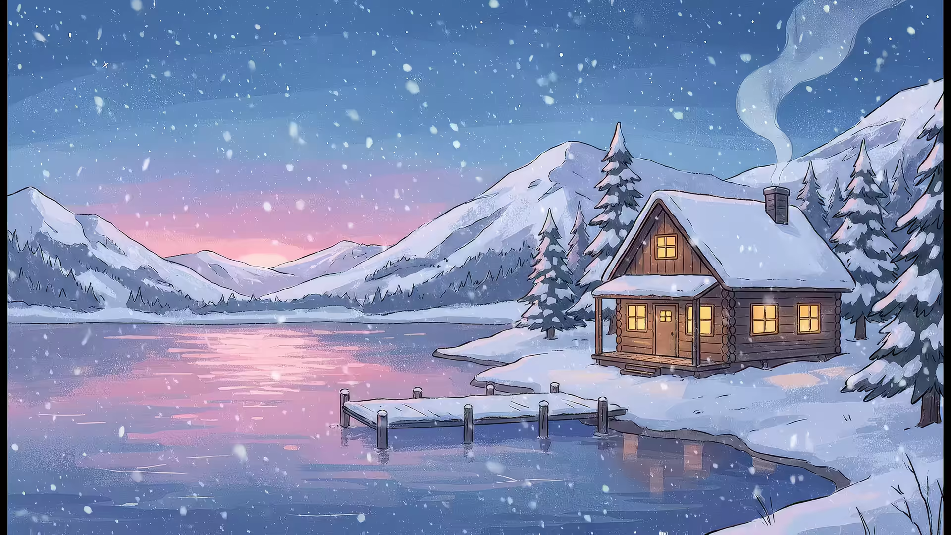 Snow Lake Lofi 4K Gif Wallpaper