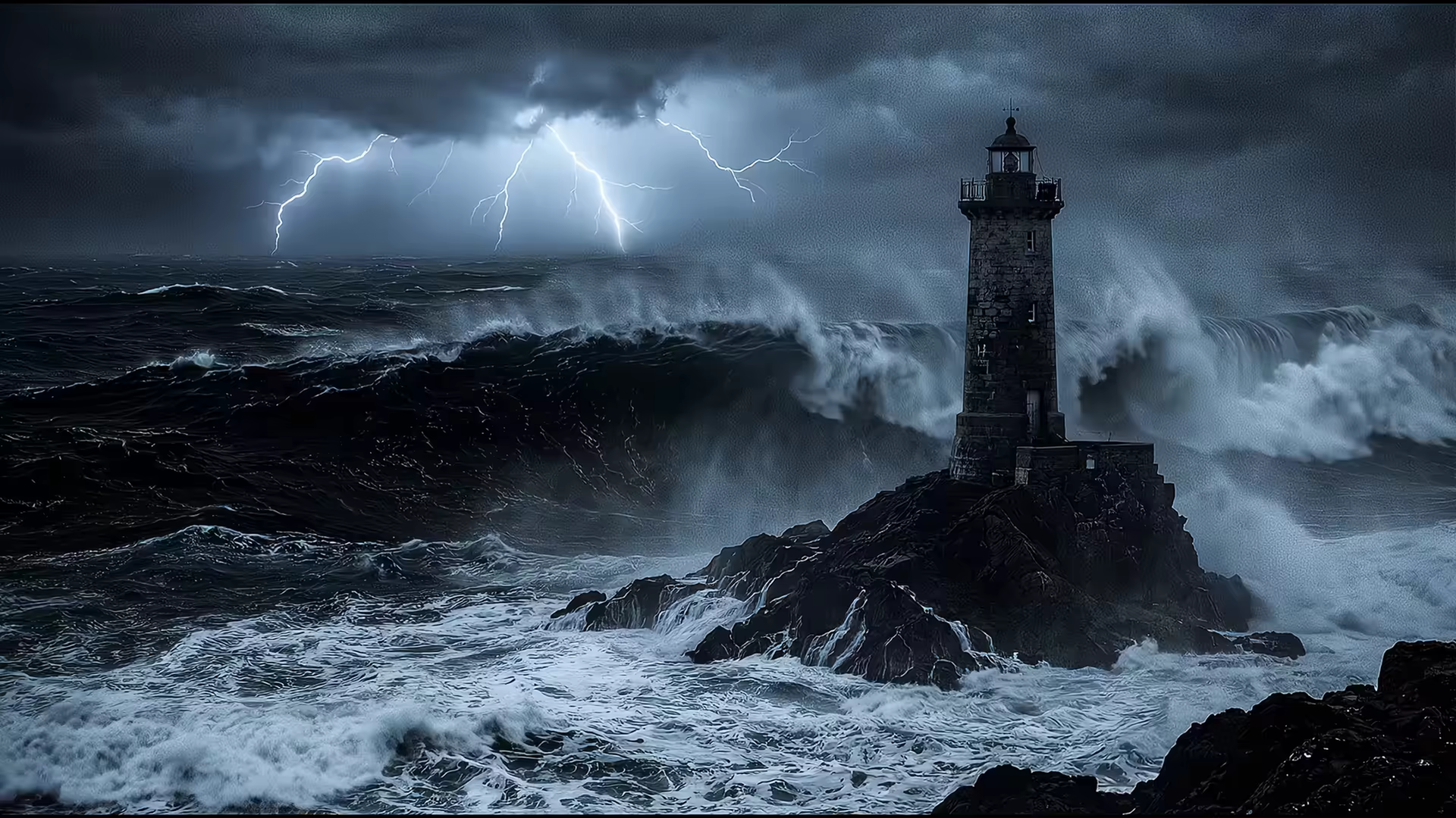 Storm Gothic Lighthouse 4K Gif Wallpaper
