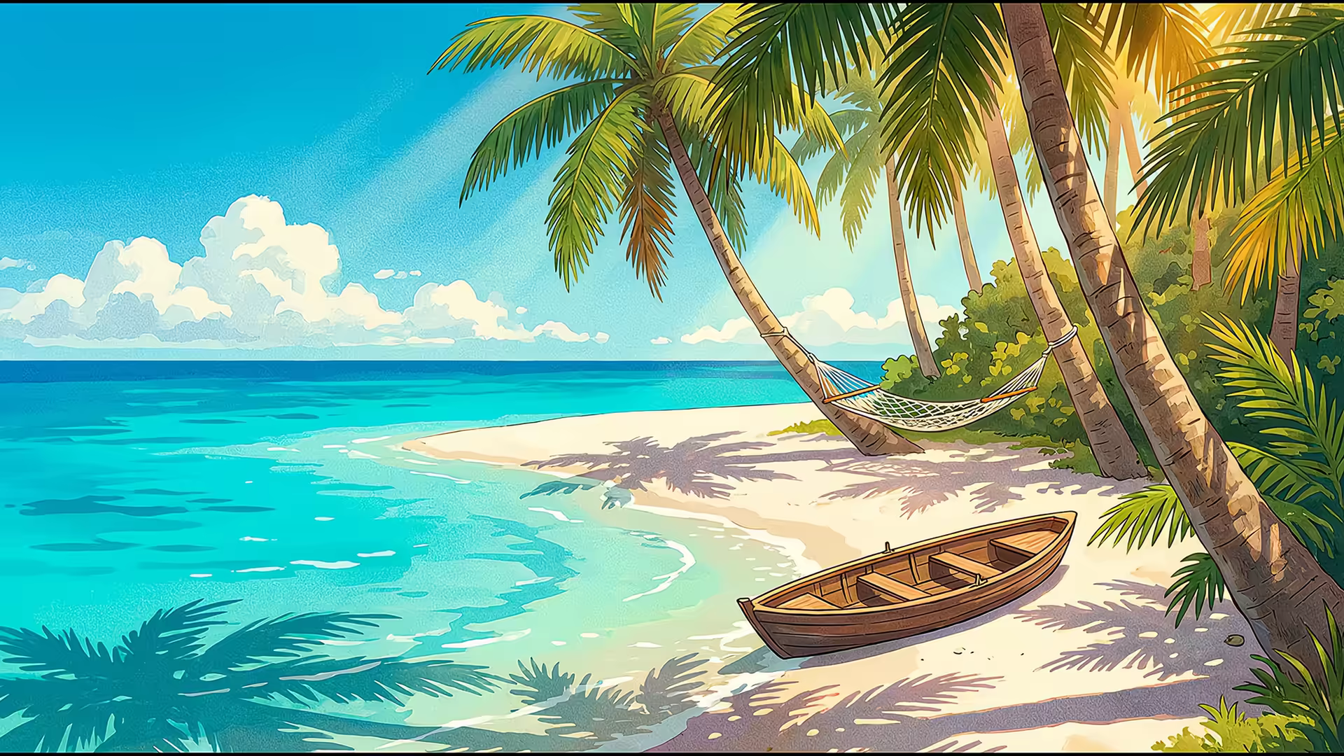Tropical Beach Lofi 4K Gif Wallpaper