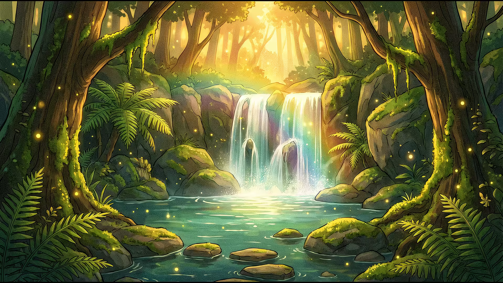Waterfall Lofi 4K Gif Wallpaper