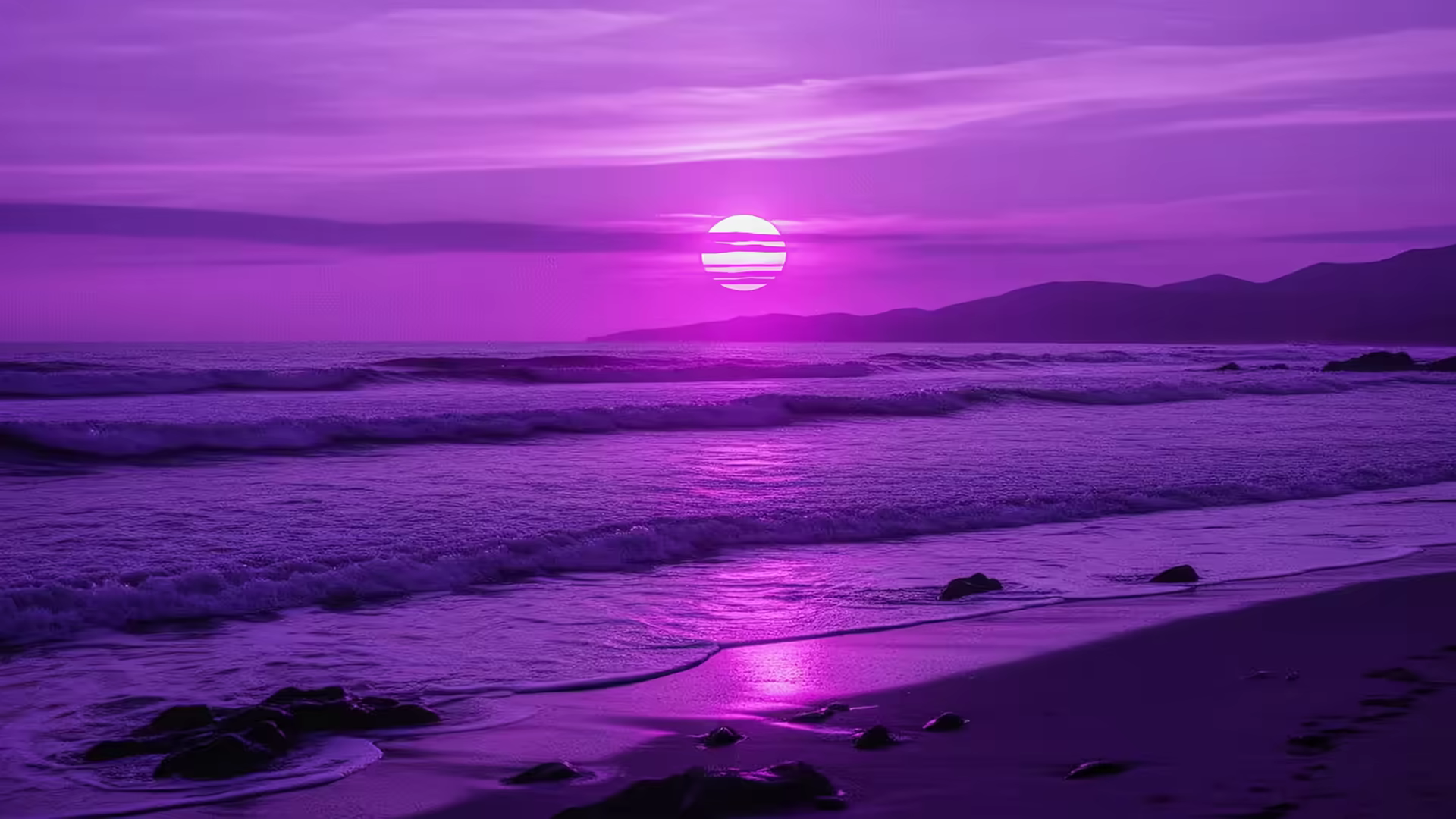 Ocean Purple Sunset 4K Gif Wallpaper