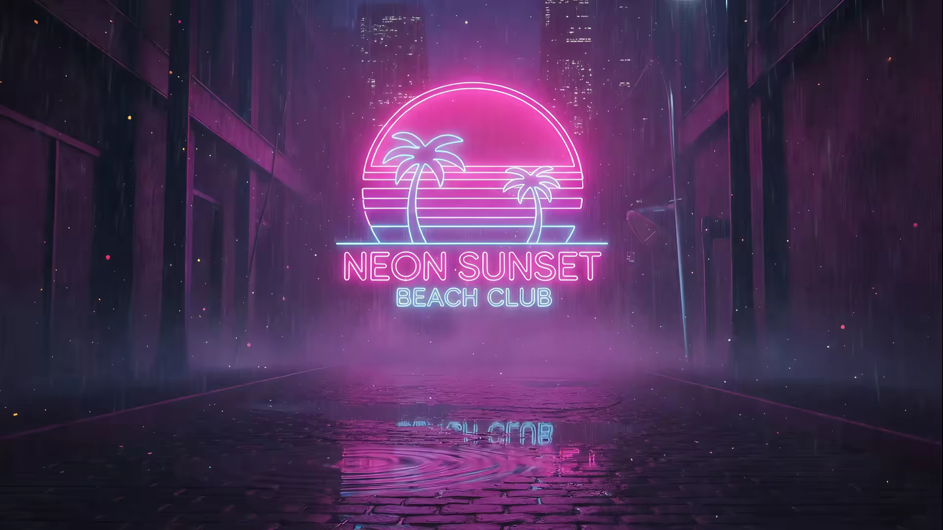 Pink Neon Beach Club 4K Gif Wallpaper