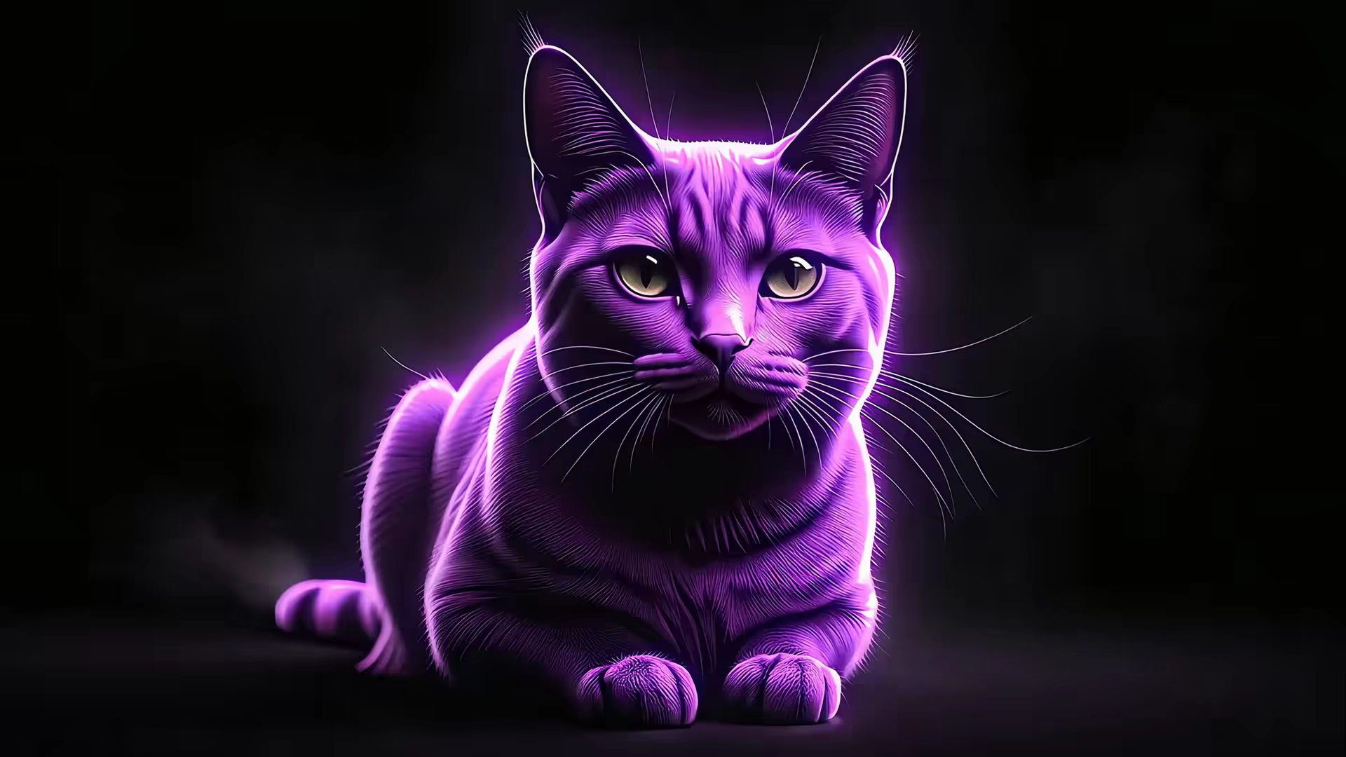 Purple Neon Cat Glow 4K Gif Wallpaper