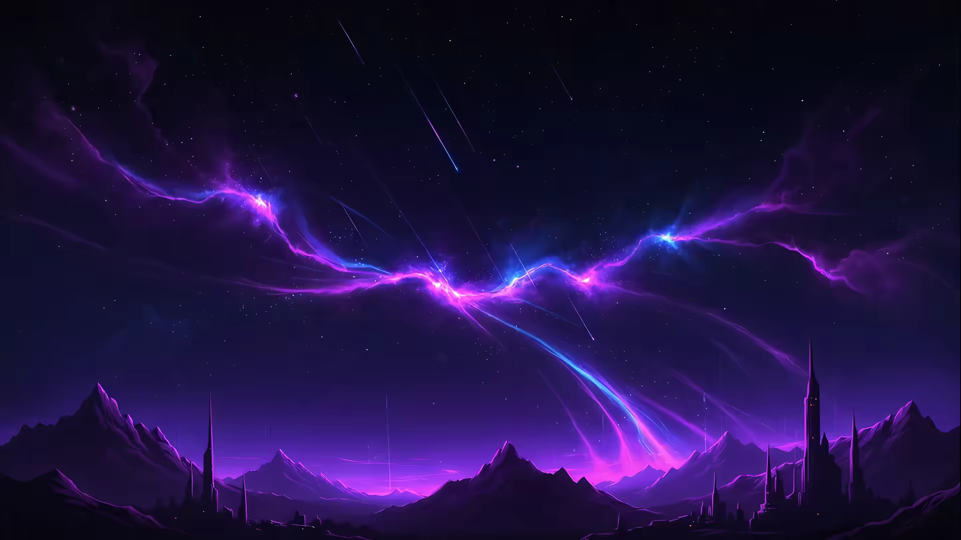 Purple Neon Sky Lightning 4K Gif Wallpaper