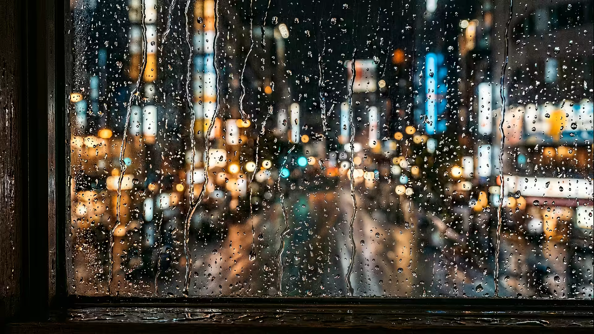 Rain Window City Lights 4K Gif Wallpaper