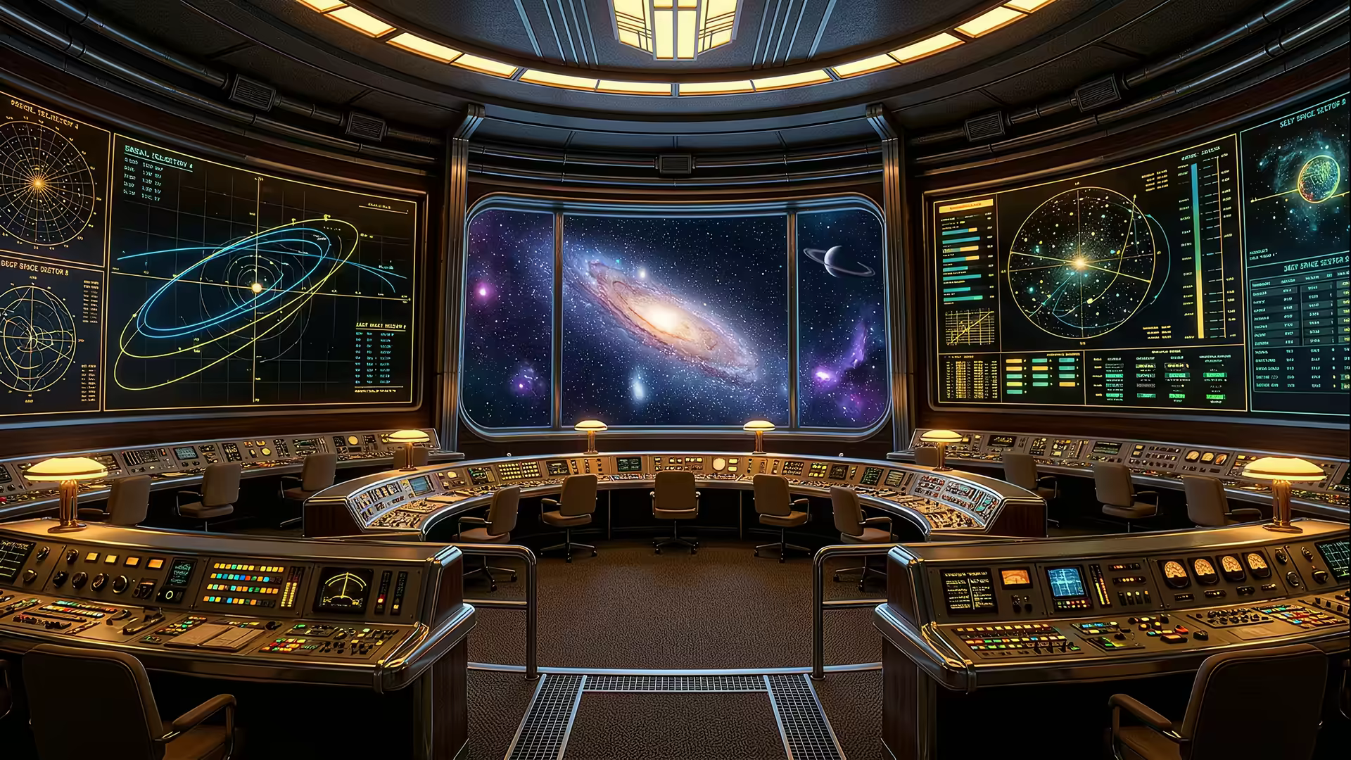Retro Futurism Control Room 4K Gif Wallpaper