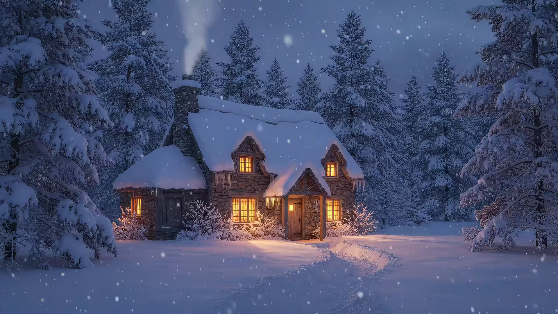Snow House 4K Gif Wallpaper